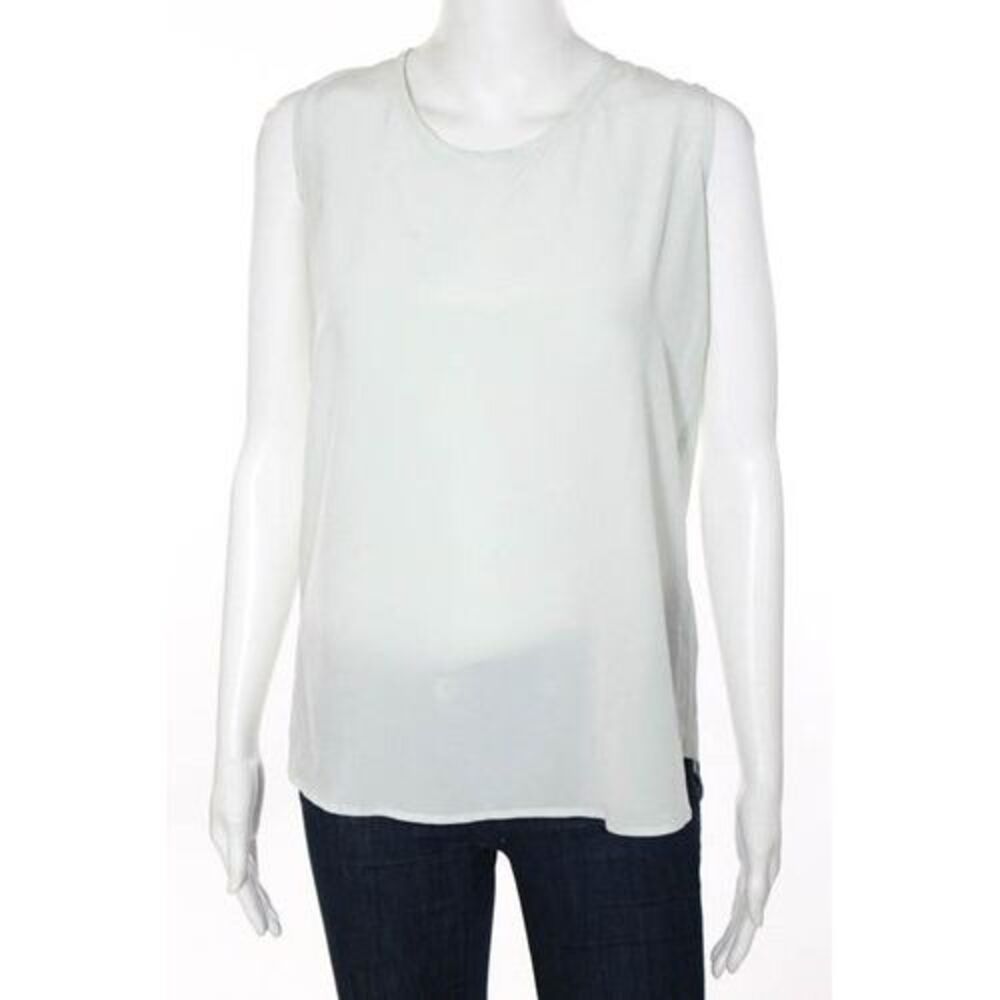 LOUIS FERAUD Mint Green Silk Sleeveless Scoop Neck Sheer Top Sz 8